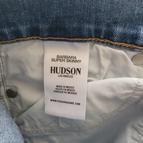 Hudson Barbara Dipped White High-waist Super WH407DDA Skinny Jeans - Picture 3 of 6